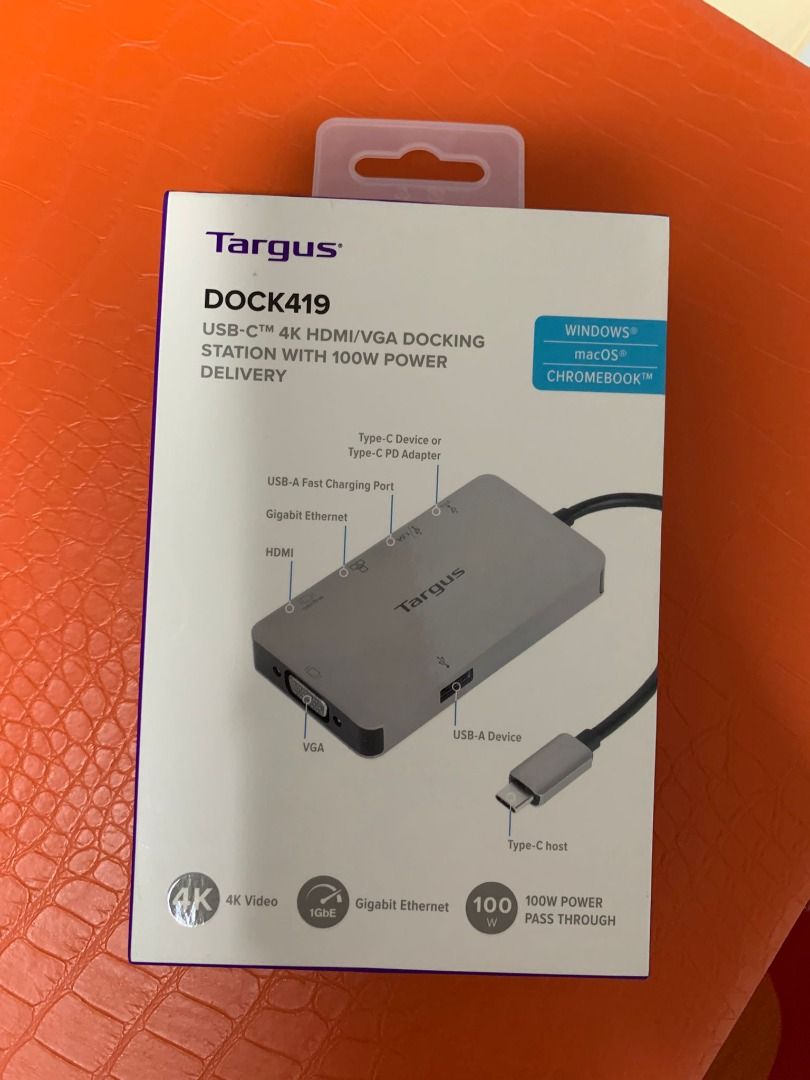 Targus DOCK419 USB-C DP Alt Mode Single Video 4K HDMI/VGA Docking Station with 100W PD Pass-Thru