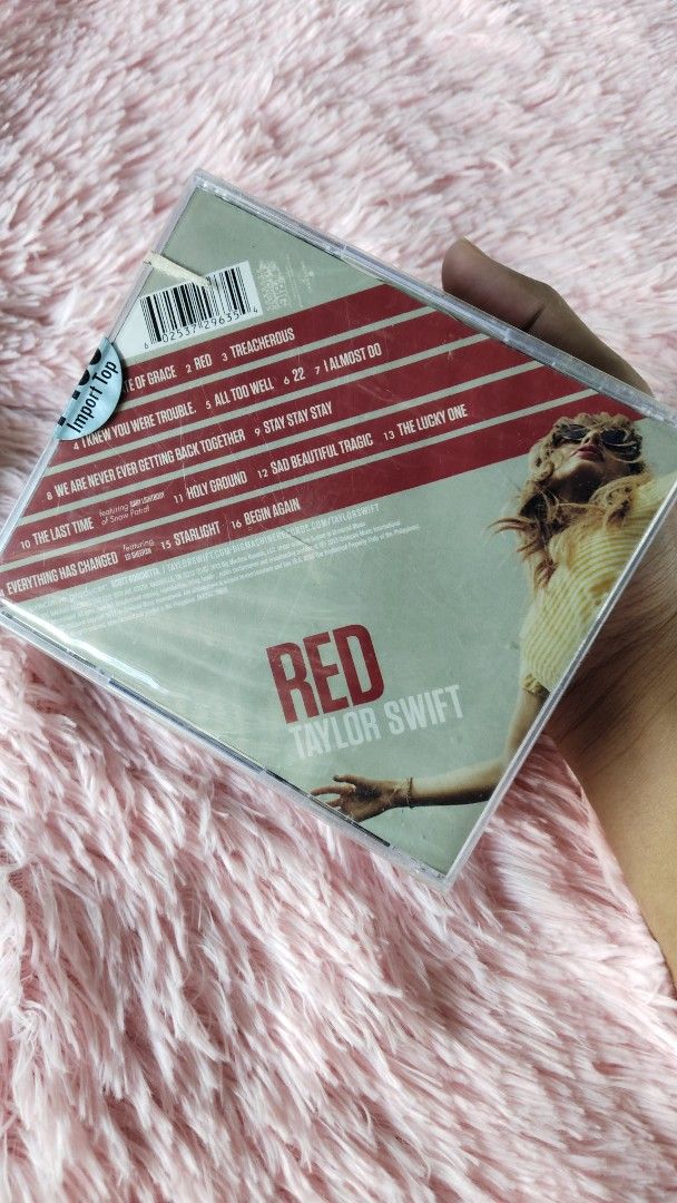 Taylor Swift Red Karaoke CD/DVD Combo (Category: CDs & DVDs) located in Quezon City. Submitted by ebonquin18 (Listing ID 1434413013, Image 2). Description: - Taylor Swift "Red" Karaoke CD/DVD Combo - Includes CD with graphics and lyrics - Karaoke versions (lead vocals not included) - Features popular songs: "22", "I Knew You Were Trouble", "We Are Never Ever Getting Back Together" Shipping: arranged by us and paid for by the Buyer. Courier JNT Pa