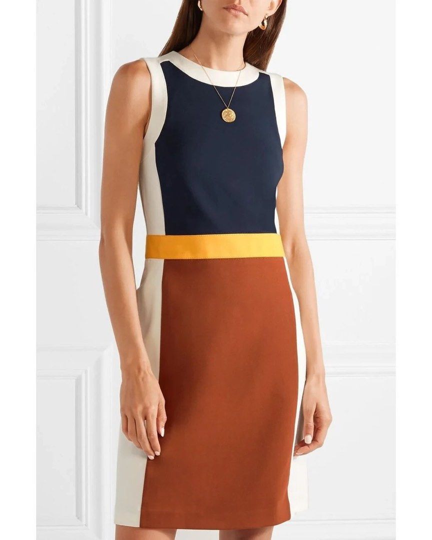 TORY BURCH - COLOR BLOCK SHEATH MINI DRESS (Category: Luxury Apparel) located in Bacolod City. Submitted by mic_moneyyyyy (Listing ID 1434539076, Image 1). Description: TORY BURCH - COLOR BLOCK SHEATH DRESS Size : Tagged as Large Pit to Pit : 18 Shoulder : 14 Length : 39 Condition : Excellent No issue need wash .