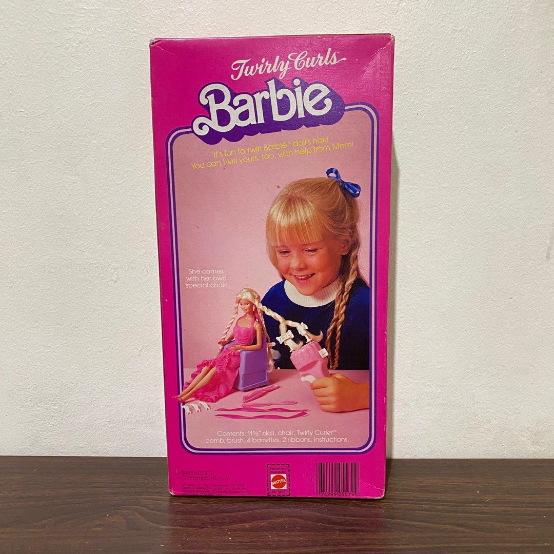 Twirly Curls Barbie Doll 1982 (Category: Kids Toys) located in Manila. Submitted by cloudestine (Listing ID 1434555523, Image 3). Description: Made in Taiwan NRFB Due to age and long-term storage, the doll may have minor dust or small debris, some deterioration and discoloration which is typical for vintage dolls. Posted photos are actual. Detailed photos and other details will be sent to a sure buyer only. Note that colors and details may appear