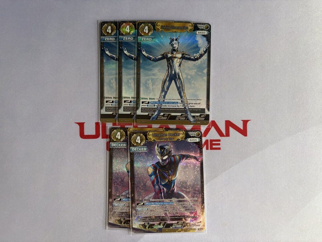 Ultraman Card Game Trading Cards RRRR (Category: Raw Cards) located in Singapore. Submitted by keon683 (Listing ID 1434491062, Image 1). Description: Ultraman Card Game RRRR Ultraman Zero and Ultraman Decker 1 for $20 Meet up only, usually at Ultraman Card Game events. Do PM to arrange.