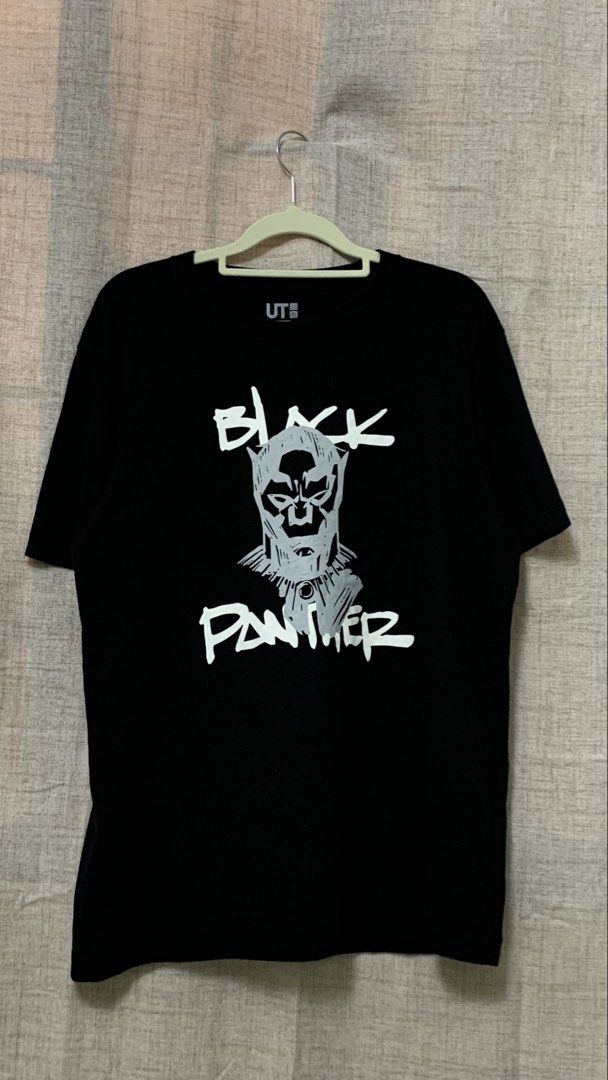 Uniqlo Marvel Black Panther Graphic Tee (Category: Tshirts & Polo Shirts ) located in Makati City. Submitted by eloire (Listing ID 1434463624, Image 1). Description: NO LAST PRICE! PHP 180 - Uniqlo Black Panther t-shirt - Size: M - Material: 100% cotton - Features: Crew neck, short sleeves - Graphic: Black Panther and Marvel logo - Origin: Made in China.