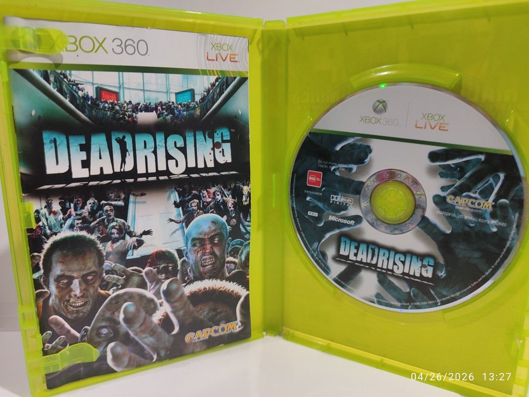 XBOX 360 - Dead Rising (PRE-OWNED) "OPEN REGION" (Category: Xbox) located in Mendez-Nunez. Submitted by sf2_gameshop (Listing ID 1434592552, Image 3). Description: PLEASE READ The disc will work on any Xbox 360 units regardless of region. PAL - √ (Yes) NTSC/J - √ (Yes) NTSC - √ (Yes) CONDITION: a pre-owed item. The disc has some scratches. Tested working. It comes with a game manual. GENRE: Action-adventure PLAYERS: 1 REGION: PAL, but this is an 