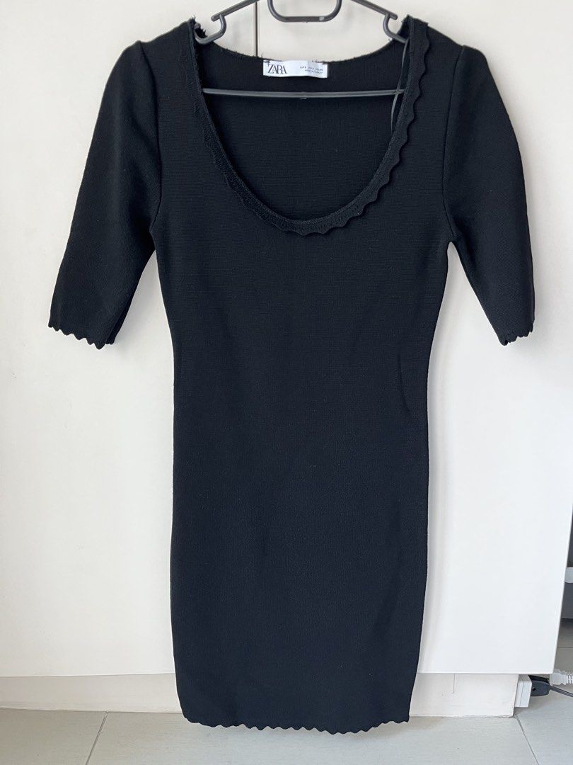 Zara Black Bodycon Dress (Category: Dresses) located in Pasig City. Submitted by mbb97 (Listing ID 1434457007, Image 1). Description: - Zara black dress - Bodycon style fit - Scoop neckline with scalloped edges - Size S - Used only once, good as new - Bought for PHP 1,800.