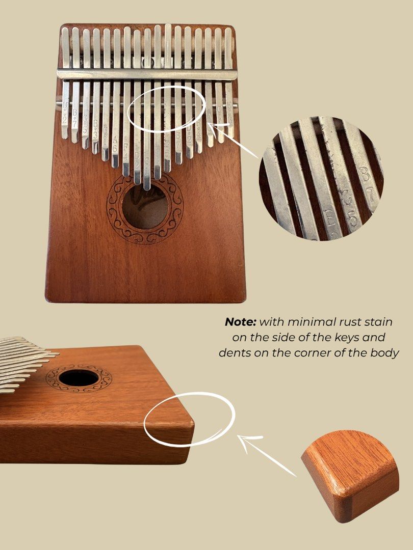17-Key Kalimba Set 🎶 (Complete w/ Accessories) (Category: Musical Instruments) located in Lucena. Submitted by celinemystuff (Listing ID 1434703789, Image 2). Description: Selling my kalimba, great for beginners or anyone looking for a relaxing hobby 💛 Produces a soft, calming sound and still works perfectly! 📦 Inclusions: • Kalimba (17 keys) • Flannelette pouch • Tuning tool • Manual ✨ Condition: • Fully functional (good sound quality) • With