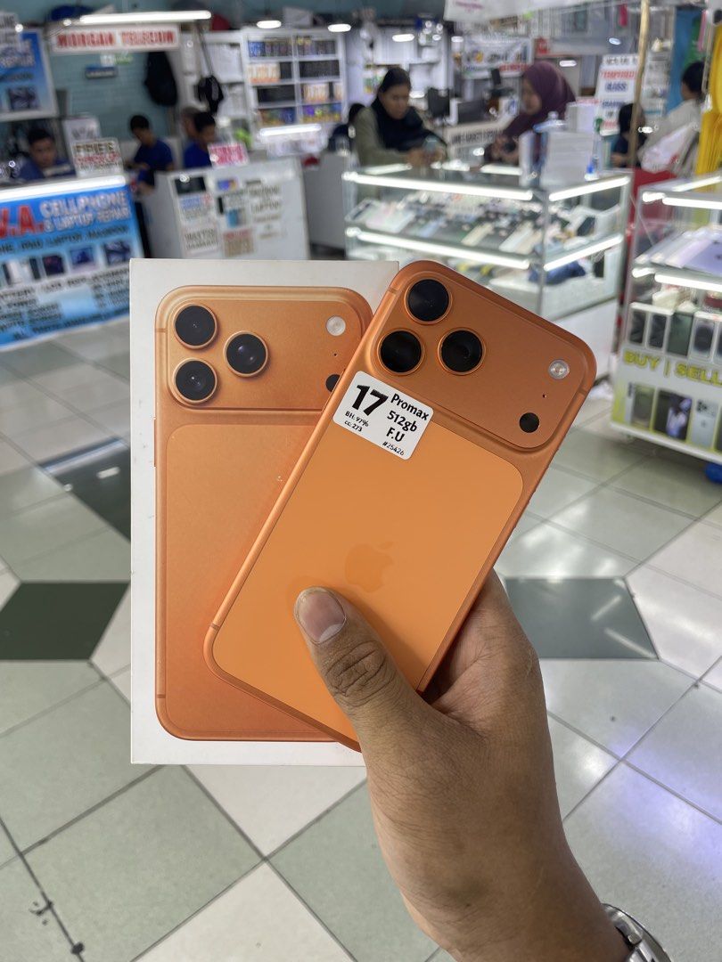 1 only iPhone 17 Pro max 512GB 97% BH NTC OPENLINE NO ISSUE COMPLETE (Category: iPhone 17 Series) located in Manila. Submitted by benshop. (Listing ID 1434699666, Image 1). Description: ON HAND | TRADE/SWAP BenShop Price : 83,000 php ▫️On hand: iPhone 17 Pro Max ▫️512GB ▫️Openline/Factory unlocked ▫️Cosmic Orange ▫️97% Batt health ▫️Ntc Local Variant ▫️ WITH BOX ORIGINAL ( under warranty ) ▫️All Features Working INCLUSIONS & FREEBIES: *CHARGER SE