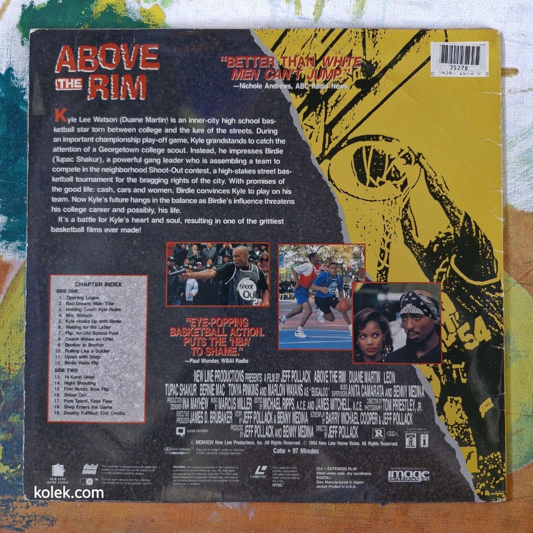 Above the Rim LaserDisc Featuring Tupac Shakur (Category: Vinyls) located in San Pedro. Submitted by .kolek.com (Listing ID 1434628017, Image 2). Description: Used Vintage Laser Disc Excellent Condition Minimal scratches Untested walang Player What U see is What U Get Sa nakaka appreciate lang MoP: Gcash J&T Courier Pickup or Book any Rider Buyer's book and expense Loc: San Pedro, Laguna 📣S1 0.4kg.