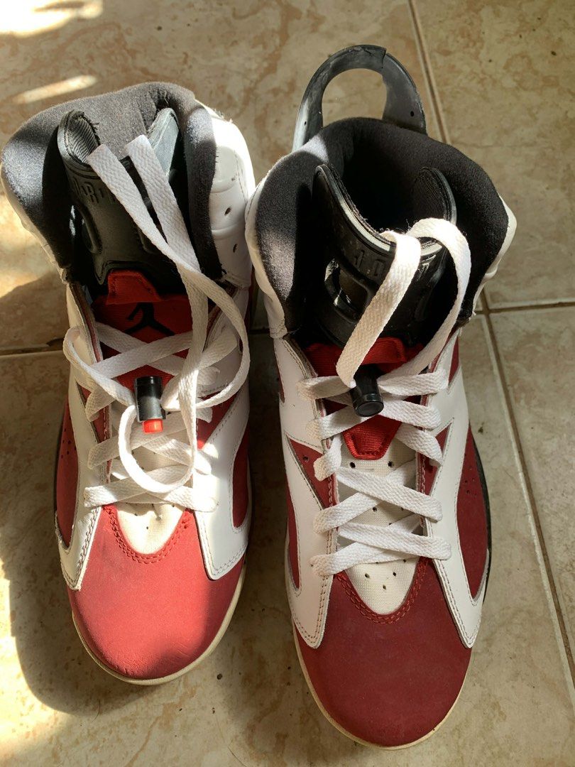 Air Jordan 6 Carmine (Category: Sneakers) located in Cavite. Submitted by sphia_ (Listing ID 1434730918, Image 1). Description: - Air Jordan 6 Retro Carmine - White and red colorway with black accents - US 9 - Still negotiable - no box - can do meet up - can do returns if not satisfied .