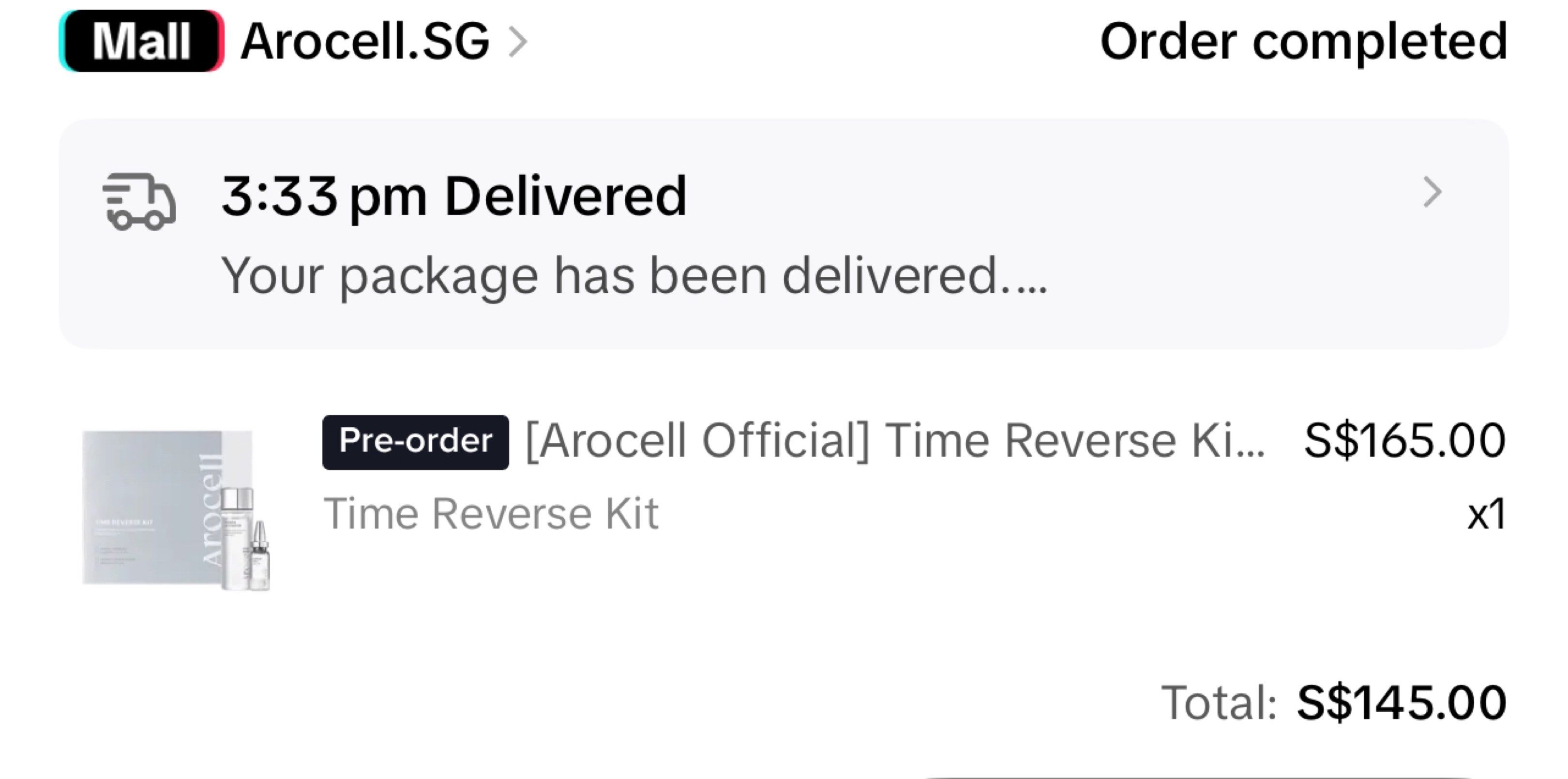 AROCELL TIME REVERSE KIT (Category: Face Care) located in Singapore. Submitted by philosophy_lurve (Listing ID 1434792172, Image 2). Description: Bought from official livestream with proof of purchase. Selling at a loss reason being my new skincare regimen can’t use this .