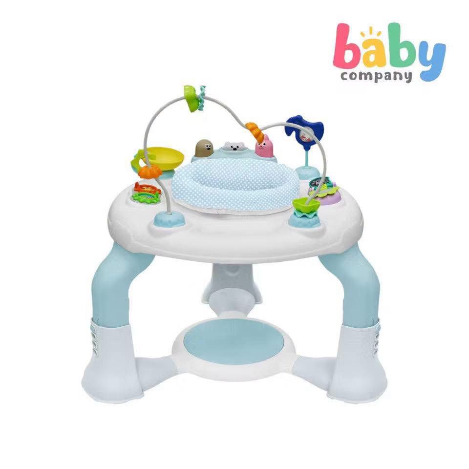 Baby Company Activity Center (Category: Infant Playtime) located in Manila. Submitted by airacruz0048042 (Listing ID 1434779721, Image 2). Description: - Baby Company activity center - Round play area - Soft, cushioned seat - Includes bead maze, spinning toys, and interactive elements - Sturdy legs and base for stability - Keeps baby entertained.
