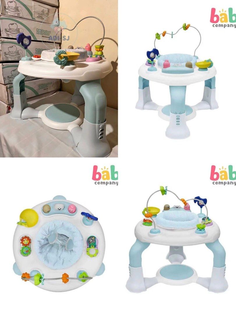 Baby Company Activity Center (Category: Infant Playtime) located in Manila. Submitted by airacruz0048042 (Listing ID 1434779721, Image 1). Description: - Baby Company activity center - Round play area - Soft, cushioned seat - Includes bead maze, spinning toys, and interactive elements - Sturdy legs and base for stability - Keeps baby entertained.