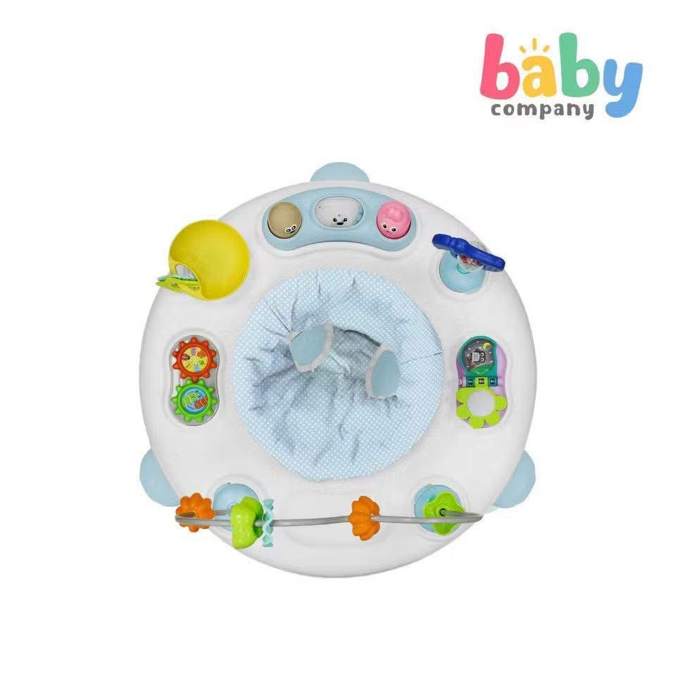 Baby Company Activity Center (Category: Infant Playtime) located in Manila. Submitted by airacruz0048042 (Listing ID 1434779721, Image 3). Description: - Baby Company activity center - Round play area - Soft, cushioned seat - Includes bead maze, spinning toys, and interactive elements - Sturdy legs and base for stability - Keeps baby entertained.