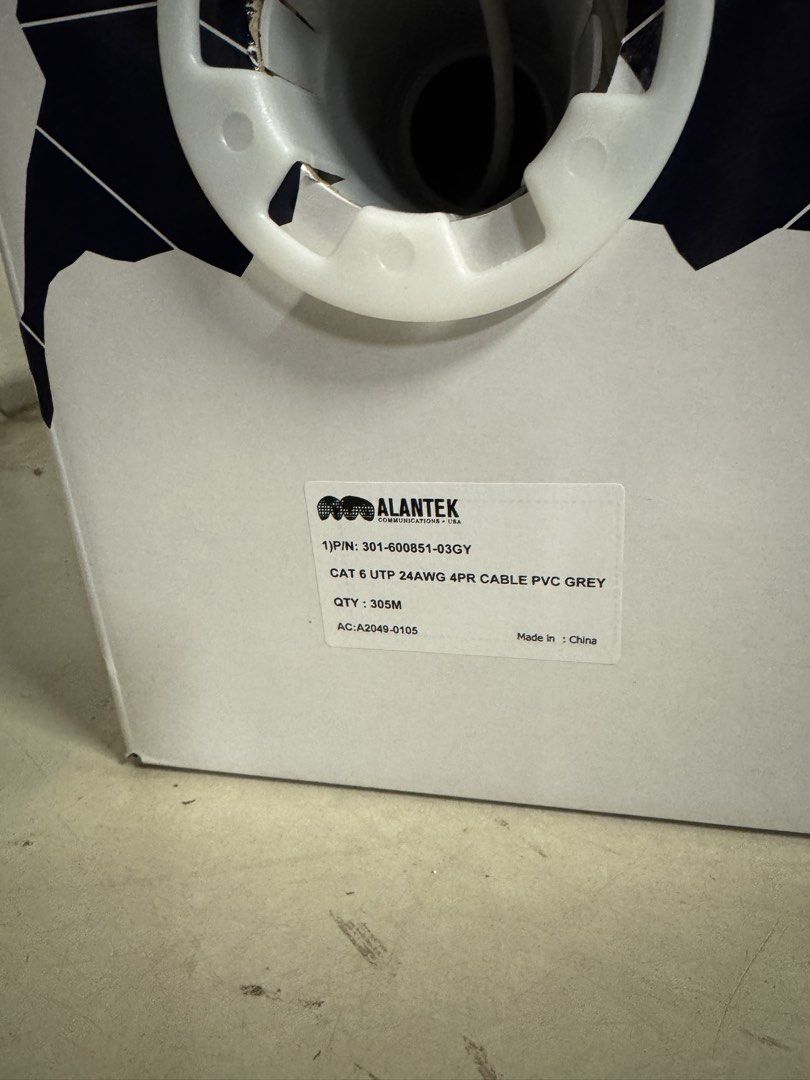 CAT 6 UTP 24AWG 4PR Cable PVC Grey