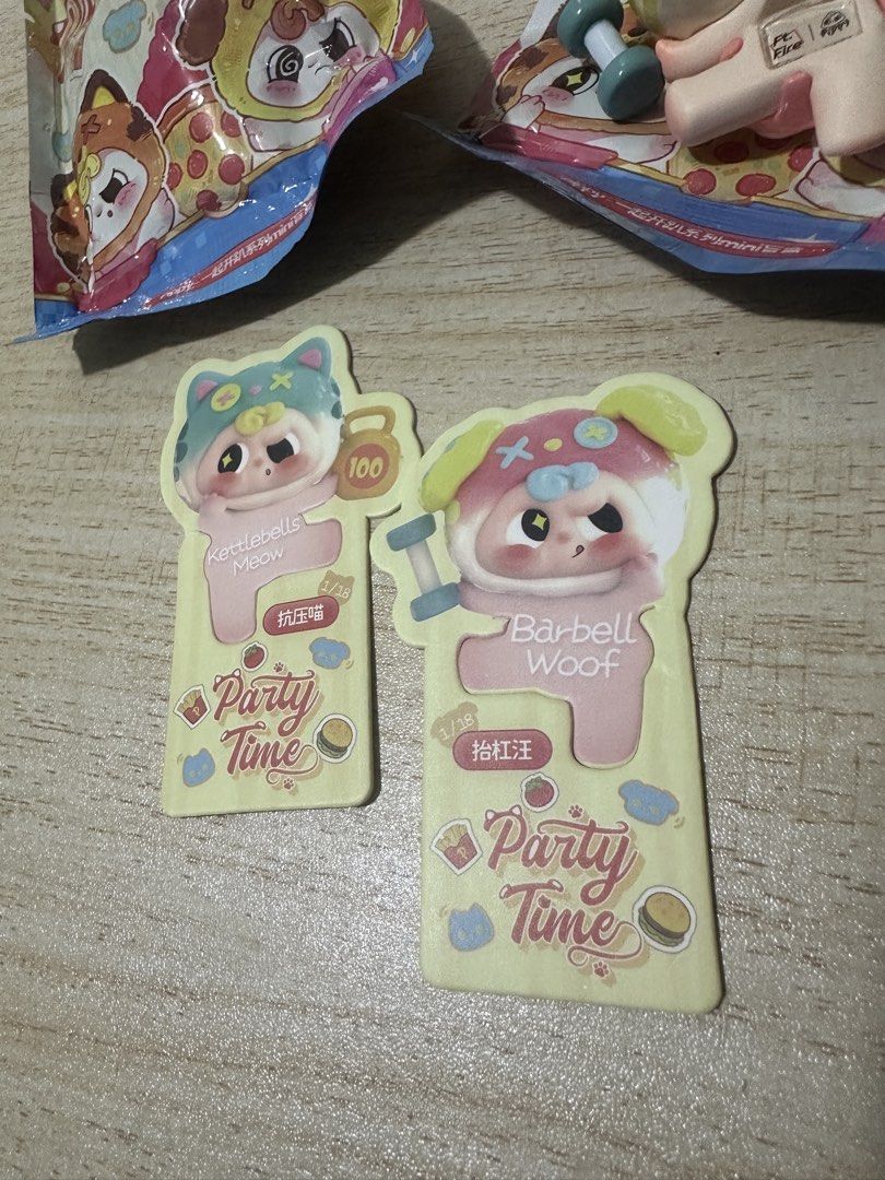 Confirmed Partner BNS Series Pippy Party Time Hippers (Category: Designer & Blind Box Toys) located in Naic. Submitted by cilissa (Listing ID 1434733294, Image 3). Description: - Pippy Party Time Mini Hippers Partners (Kettlebells Meow & Barbell Woof) for sporty friends! Includes: - TWO confirmed hippers - With cards & box Confirmed Figures: - 'Kettlebells Meow' Sealed - 'Barbell Woof' Unsealed -Selling as same as bought price -No lower price :(.