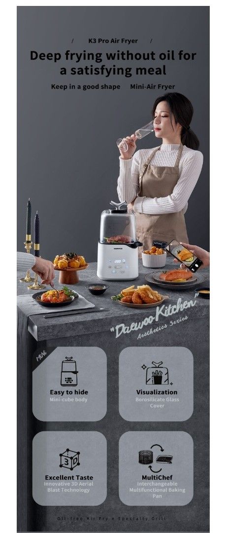 Daewoo K3-PRO Air Fryer (Category: Fryers) located in Caloocan City. Submitted by mluck (Listing ID 1434691672, Image 3). Description: used less than 5x.