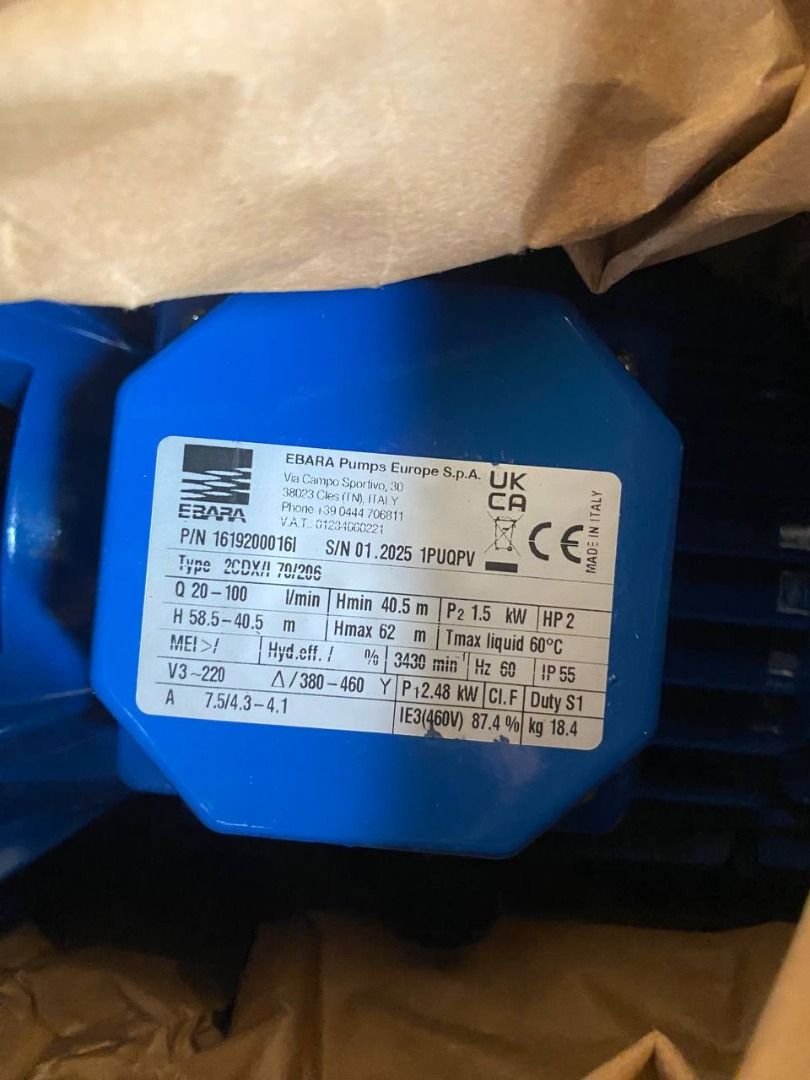 Ebara Centrifugal Pump (Horizontal) (Category: Construction Tools & Equipment) located in Manila. Submitted by 09150361920ronvillaflor (Listing ID 1434670240, Image 2). Description: Ebara Centrifugal Pump (Horizontal) Specs: 2hp | 3phase - 220V/380V Price: 48,000/unit For inquiries 📞 ☎ : 0-9-1-5-0-3-6-1-9-2-0 📞 ☎ : 0-9-4-9-6-4-3-6-8-6-8 PRICE MAY CHANGE WITHOUT PRIOR NOTICE..