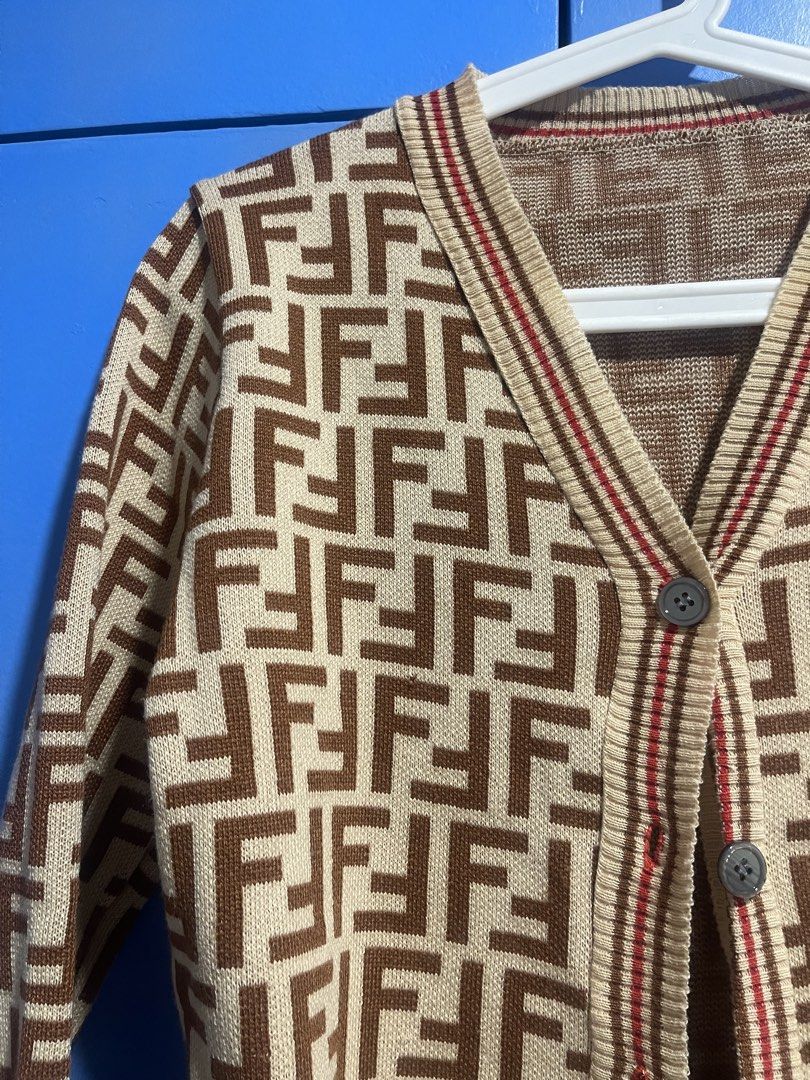 Fendi FF-jacquard monogram knit cardigan jacket (Category: Coats, Jackets and Outerwear) located in Manila. Submitted by retrocancer (Listing ID 1434641801, Image 2). Description: selling my personal fendi FF-jacquard monogram knit cardigan! 300 + sf au! no issue but tag is tanggal na.