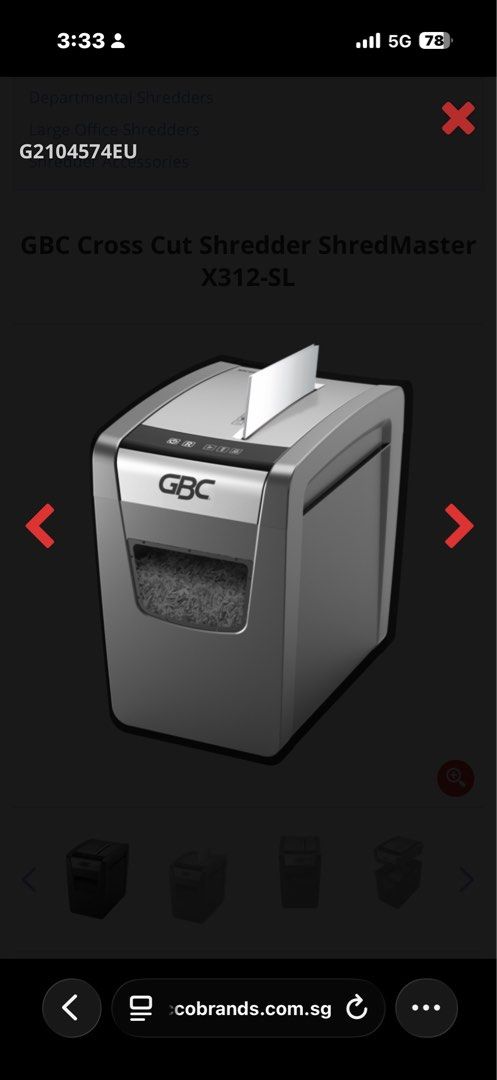 GBC Paper Shredder451912912382218242