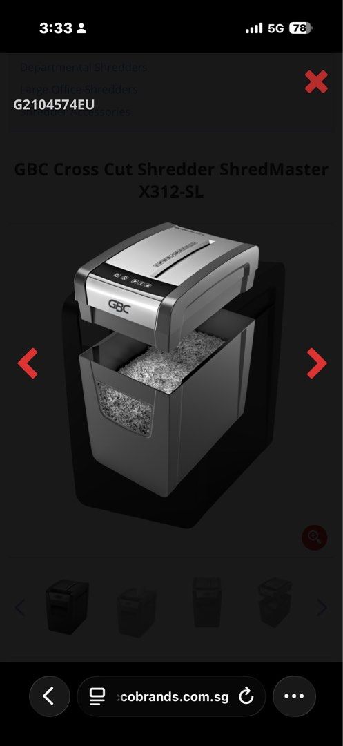 GBC Paper Shredder451912912382218243