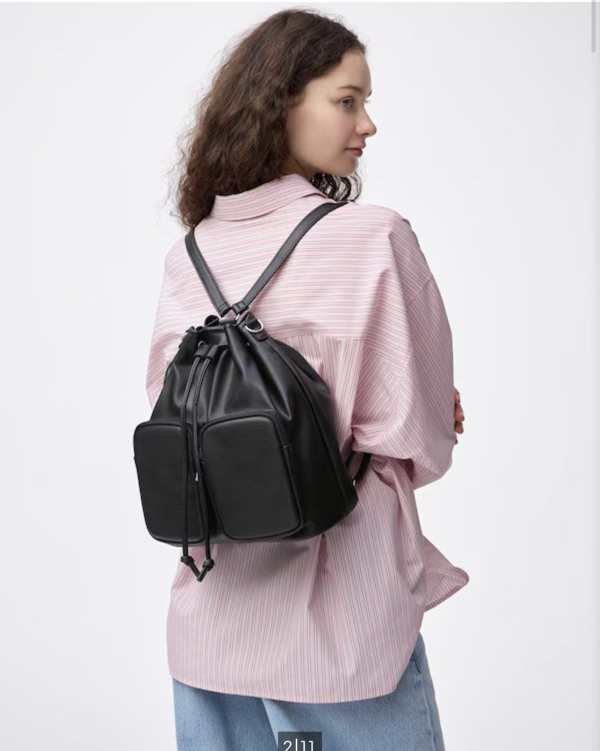 GU Pocket Mini Backpack shoulder bag (Category: Shoulder Bags) located in Pasig City. Submitted by ju_cart (Listing ID 1434750127, Image 3). Description: brand new with tag Original From GU Osaka Drawstring type with pockets. pay as you order gcash / bank transfer Closure method: Magnetic fastening and drawstring adjustment; Exterior pocket (zippered pocket); Interior pocket (open pocket]; Handle (detachable] size Dimensions: 30cm (height] x 26cm