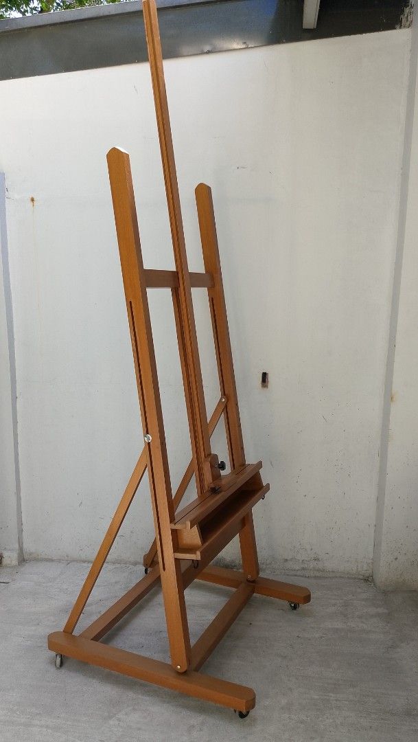 H-Frame Studio Easel Stand Heavy duty (Category: Art & Prints) located in San Pedro. Submitted by megoy12 (Listing ID 1434645326, Image 2). Description: Studio Easel Stand heavy duty Dimensions: Height : 98" Width : 30" Base Depth : 34" Base Width :32.5" Can Hold Up to 70" of Canvas Board Maple finished Fully Adjustable Weight: 18.5 kg more or less Price :10,500 .