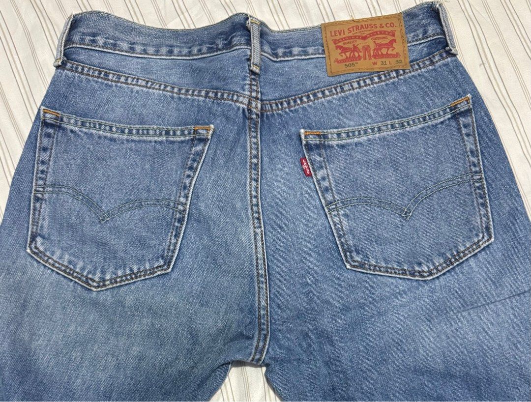 Levi's 505 Jeans - W31 L32 (Category: Jeans) located in Marikina City. Submitted by roystmichael.cloud (Listing ID 1434677684, Image 3). Description: Levi’s 505 W31 L32 Blue Slightly Faded - Authentic Levi’s 505 jeans - Classic blue slightly faded - Straight leg fit - Size: W31 L32 - Button and zipper closure - Made in Pakistan - Features Levi’s red tab - Levi Strauss & Co. logo on back pocket.