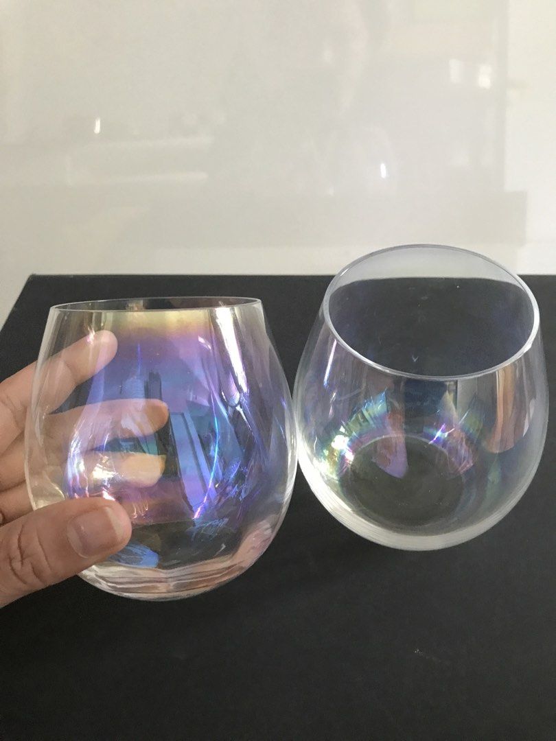 LSA Iridescent Stemless Wine Glasses (Category: Other Kitchenware & Tableware) located in Quezon City. Submitted by draxxfinds (Listing ID 1434702351, Image 2). Description: - Set of 2 stemless wine glasses - Iridescent finish - Rounded shape - Comfortable to hold - Modern aesthetic - Ideal for wine and other beverages - Adds elegance to your table setting.