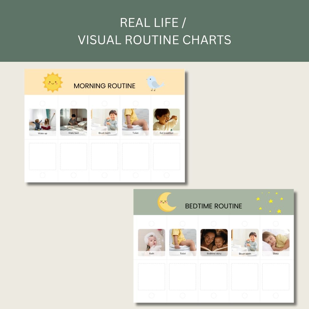 Morning & Bedtime Visual Schedule Routine Board with Cards, for Kids ...