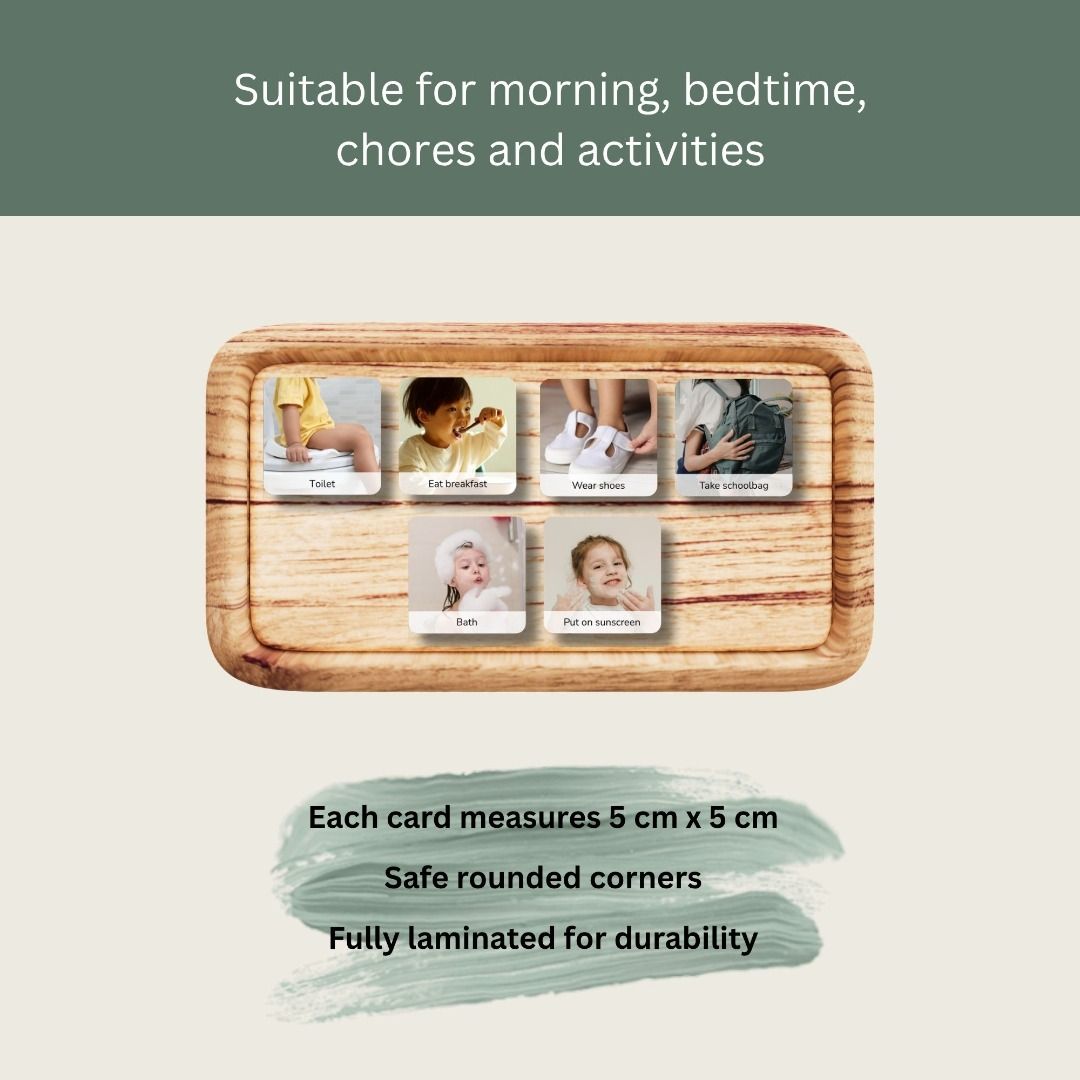 Morning & Bedtime Visual Schedule Routine Board with Cards, for Kids ...