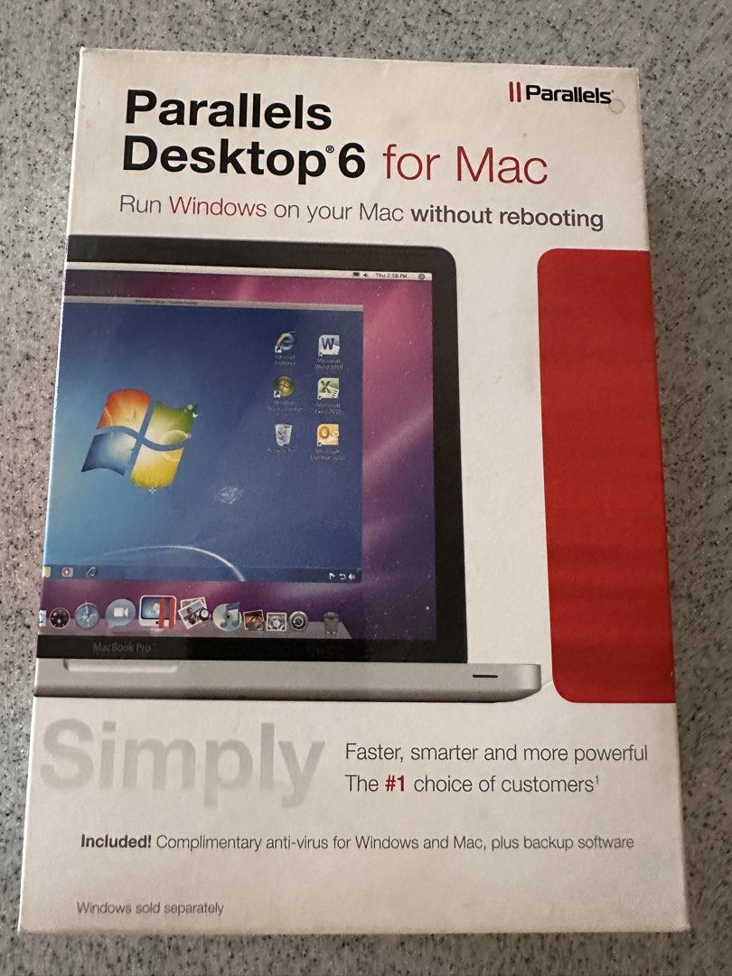 NEW Parallels Desktop 6 for Mac (Category: Software) located in Makati City. Submitted by 123homes (Listing ID 1434664838, Image 1). Description: Parallels Desktop 6 for Mac 1 box only Condition: 10/10 NEW ✨ Sealed in box. Unopened. - Run Windows, Linux, and more on your Mac without rebooting! - Uses Parallels Desktop 6 for Mac. - Run Windows and Mac OS X simultaneously. - Includes complimentary anti-virus for Windows and Mac. - Includes backup s