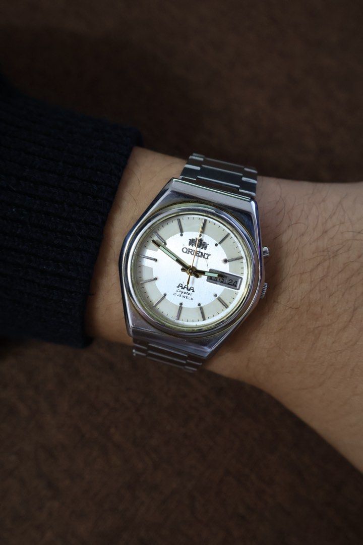 Orient AAA Crystal Automatic Watch (Category: Men's Watches) located in Manila. Submitted by arriam06 (Listing ID 1434761794, Image 2). Description: Orient AAA Crystal automatic watch, a classic entry-level timepiece often referred to as the “Three Star”. These watches were primarily manufactured in Japan during the 1970s and 1980s. Php 3,800 negotiable 📩DM for inquiry #orient #orientwatch #orient3star #orientph #menswatch .