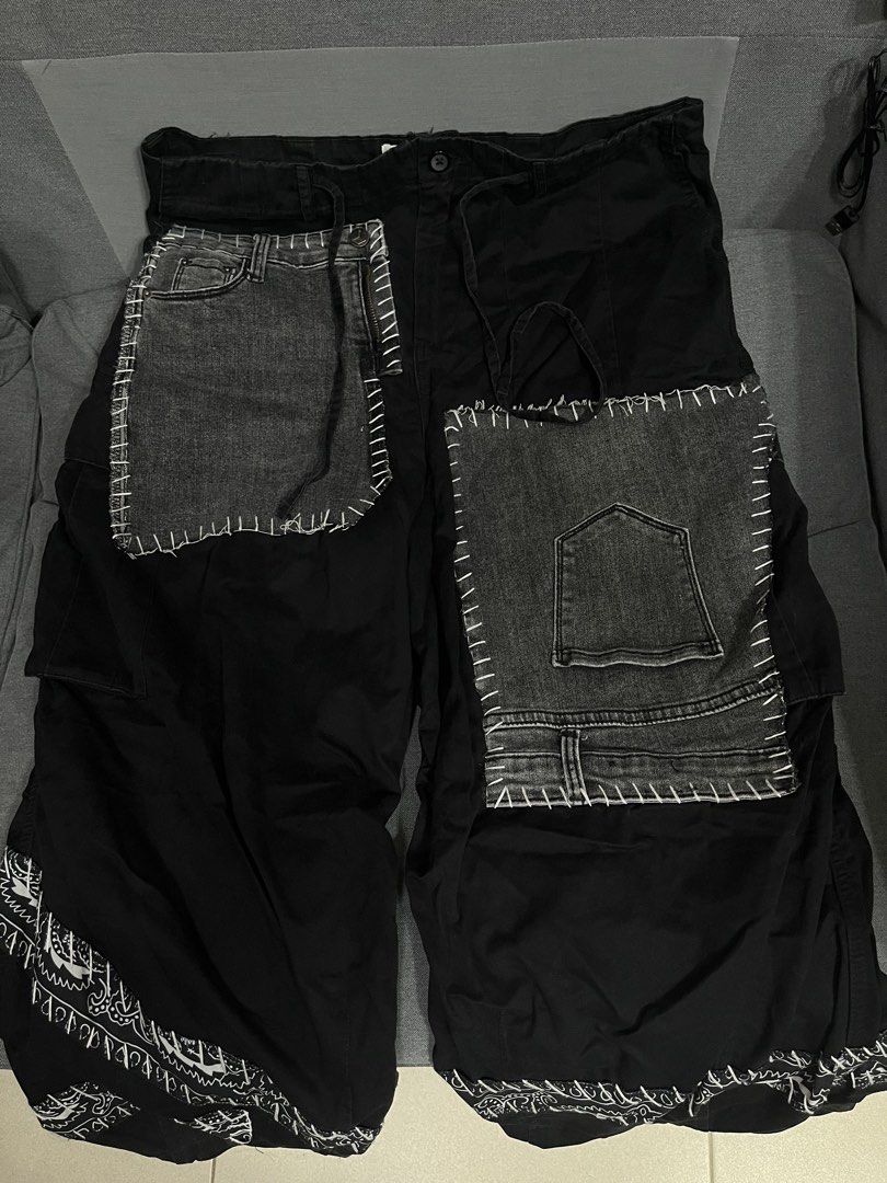 PUSH CREATE Patchwork Cargo Pants （分類：長褲）位於 Hong Kong。 由 babayagar 提交（商品編號 1434759026，圖片 4）。簡介： 原價$1000 Free size。