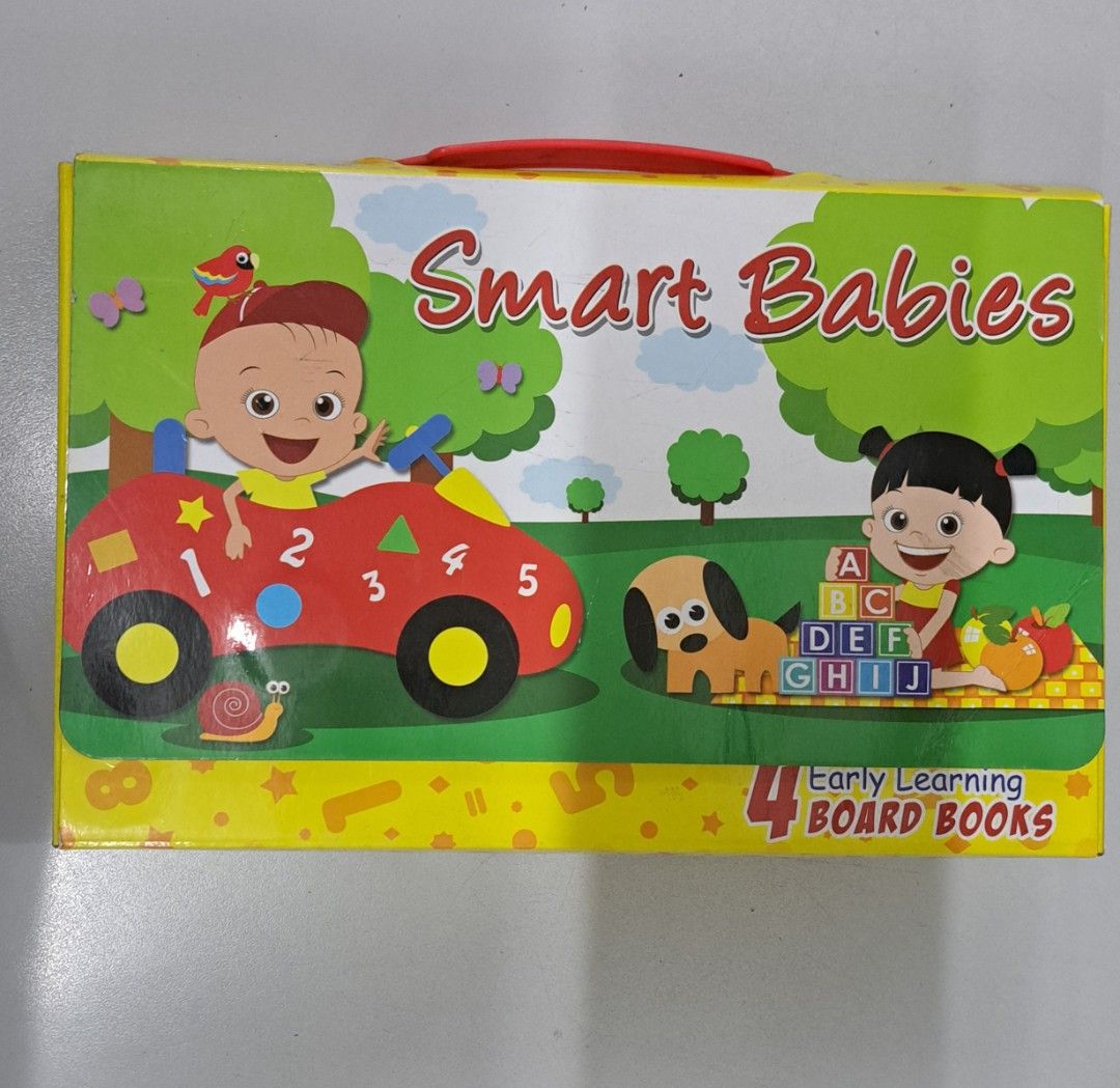 Smart Babies Early Learning Board Books Set (Category: Children's Books) located in San Juan City. Submitted by serendipity.7891 (Listing ID 1434608309, Image 1). Description: Decluttering. payment via gcash. - Smart Babies Board Book Set - Includes books on Animals, ABCs, Shapes & Colors, and 123s - Covers ABCs, numbers, shapes, colors, and animals .