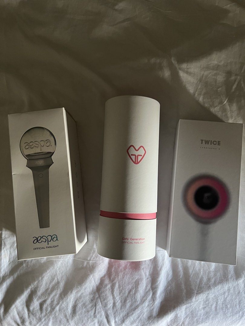 SNSD GG, AESPA, Candybong Infinity OFFICIAL LIGHT STICK (Category: K-Wave Merchandise) located in Manila. Submitted by tk.preloved (Listing ID 1434612531, Image 1). Description: Take them all for only 6k‼️ GG - 2.5k Aespa - 2k Candybong v3 - 2.5k Slightly nego.