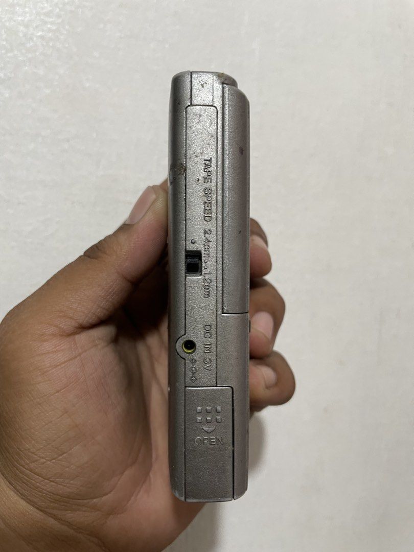 Sony M-570V Microcassette-Corder (Category: Portable Music Players) located in Manila. Submitted by joshua_guimeroy. (Listing ID 1434749670, Image 3). Description: - Sony M-570V microcassette recorder - Voice Operated Recording (VOR) function - Tape speed selector - Volume control - Requires 2 AAA batteries - 3.5mm earphone jack - Microphone input - Made in China -working .