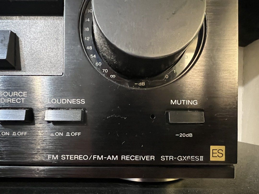Sony STR-GX6ESII FM Stereo Receiver (Category: Soundbars, Speakers & Amplifiers) located in Quezon City. Submitted by coolstar.ea7bd1_861 (Listing ID 1434790283, Image 2). Description: Sony STR-GX6ESII FM Stereo/FM-AM receiver. Features include a headphone jack, speaker selector, bass, treble, and balance controls. It has inputs for phono, CD, DAT, and tape. Includes video inputs and outputs. The receiver has an attenuator and muting function. It
