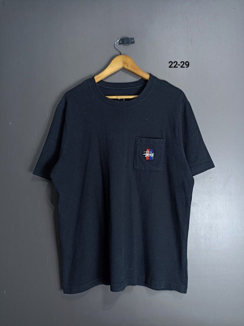 Stussy Pocket Tee - Black - Size L (Category: Tshirts & Polo Shirts ) located in Marawi City. Submitted by abdullah0692139 (Listing ID 1434782066, Image 1). Description: - Stussy pocket tee - Size: L - Color: Black - Features: Embroidered logo on chest pocket - Material: 100% Cotton - Authentic Stussy Japan tag W 22 L 29 Color 9.5/10 exellent condi.
