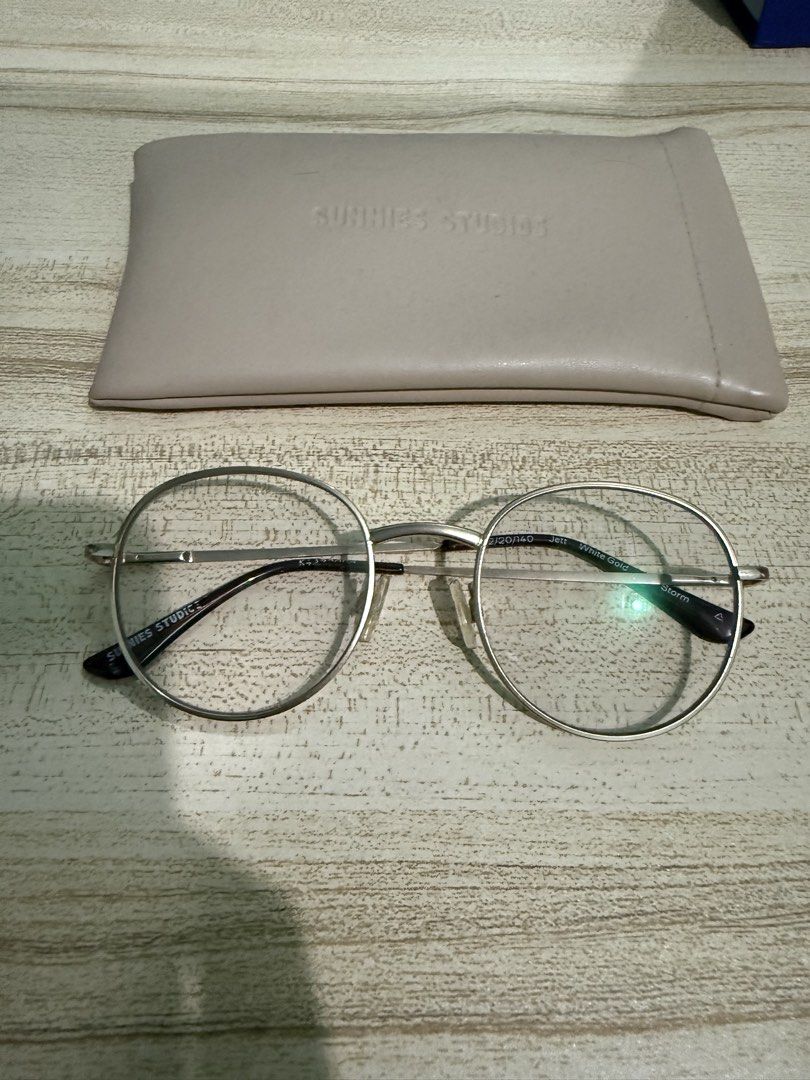 Sunnies Studios Anti Rad Jett Eyeglasses (Category: Sunglasses & Eyewear) located in Malabon City. Submitted by prelovedlalaaaaa (Listing ID 1434616574, Image 1). Description: - Sunnies Studios Jett eyeglasses - Round silver frame - Storm brown temples - Includes gray case - Size: 52/20/140.