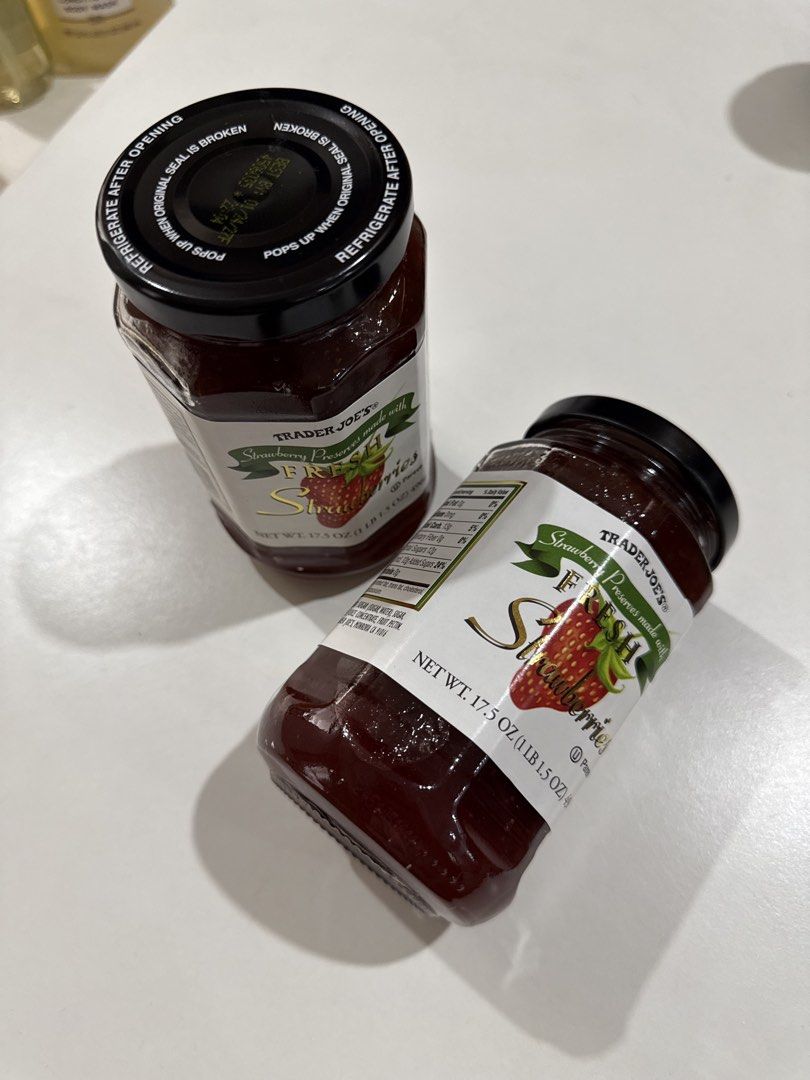Trader Joe's Fresh Strawberry Preserves (Category: Other Food & Drinks) located in Manila. Submitted by jeromestanley (Listing ID 1434617614, Image 3). Description: Authentic Trader Joe’s Product from USA; each sold separately Trader Joe's Fresh Strawberry Preserves - Each jar: 496g - Made with strawberries, liquid sugar, water, sugar, concentrated lemon juice, and pectin - Refrigerate after opening.