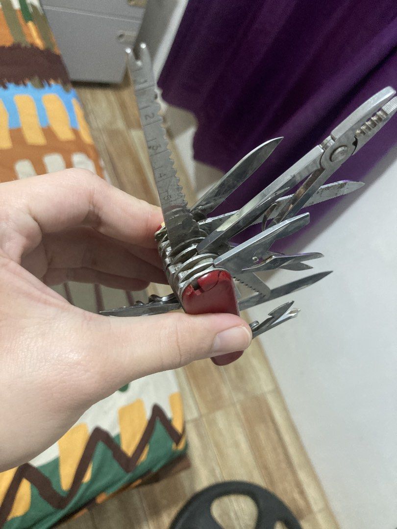 Victorinox Swiss Champ (Category: Stationery & School Supplies) located in Paranaque City. Submitted by southside.watchco (Listing ID 1434799943, Image 2). Description: - Authentic Victorinox Swiss Army Knife - Iconic red handle with Swiss cross emblem - Includes a variety of tools: knife, scissors, saw, pliers, and more - Compact and versatile design - Perfect for various tasks and everyday carry.