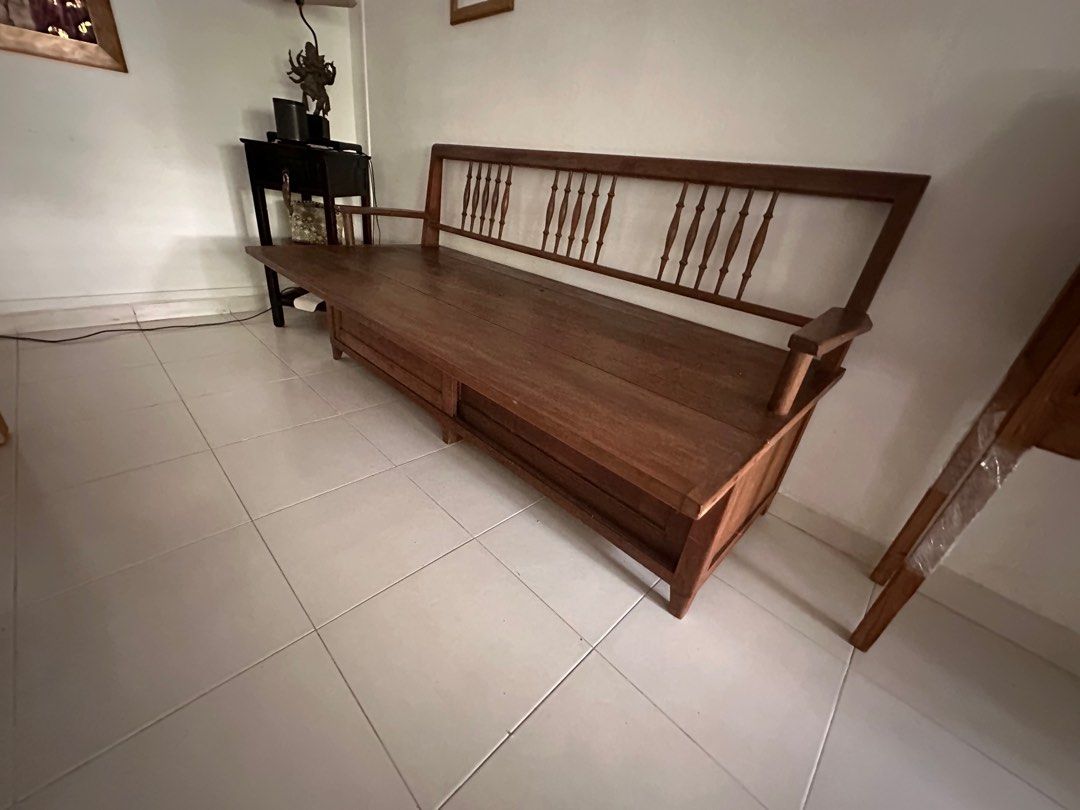 Vintage Wooden Bench with Storage