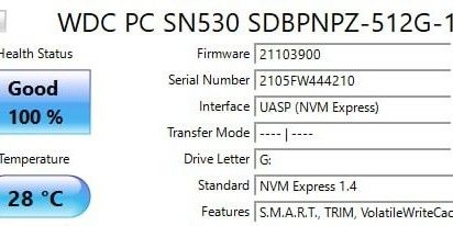Western Digital PC SN530 NVMe SSD 512GB439433334746654722