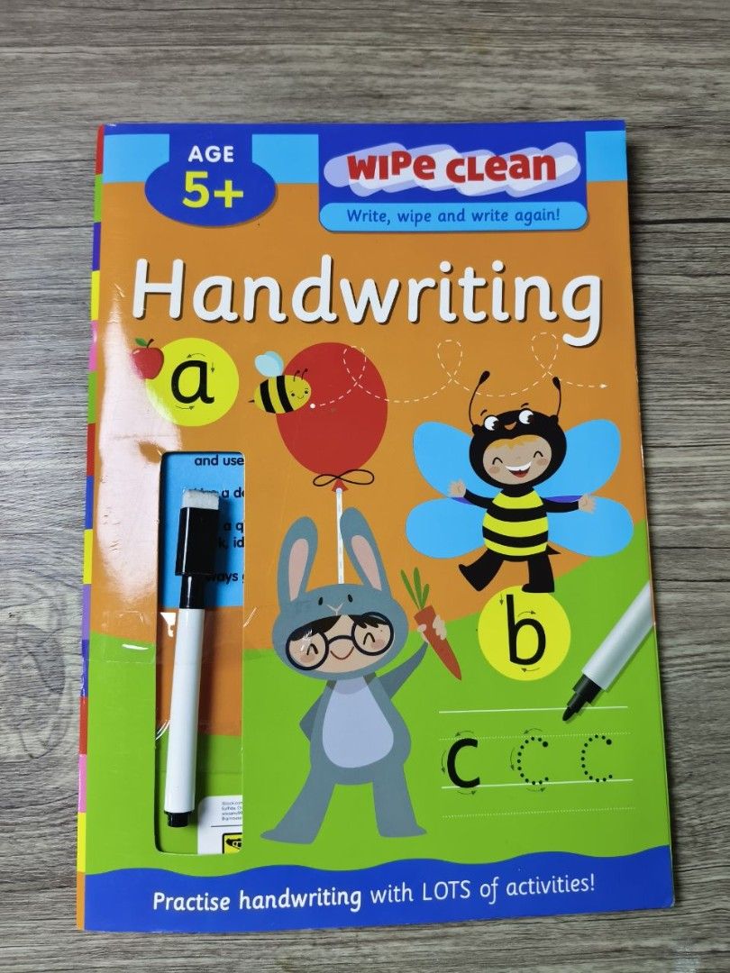 Wipe Clean Handwriting Workbook Age 5+ (Category: Children's Books) located in Manila. Submitted by ryanjayvd_443 (Listing ID 1434620217, Image 1). Description: - Handwriting workbook for children 5 years old and above. - Features activities to practice handwriting. - Includes wavy line patterns and lowercase letter exercises. - Comes with a wipe-clean pen. - Perfect for developing handwriting skills..