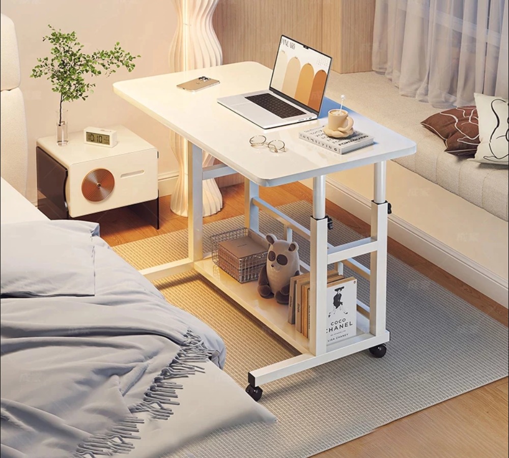 Adjustable Height Laptop Table | Movable Bedside Table With Wheels ...