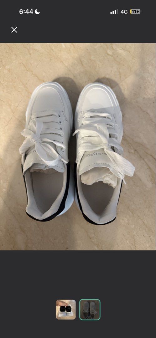 Alexander McQueen Oversized Sneakers (Category: Sneakers & Footwear) located in Singapore. Submitted by bunny28_ (Listing ID 1434921587, Image 1). Description: Worn twice Too many sneakers hence selling Full box and receipt maybe need find with additional lace 100% authentic, don’t buy fakes. .