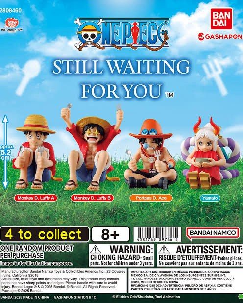 Bandai Gashapon One Piece Luffy Figure (Category: Figurines & Statues) located in Makati City. Submitted by hyperdrive_mnl (Listing ID 1434936938, Image 3). Description: - Bandai One Piece figure: Monkey D. Luffy - Series: "Still Waiting For You" - Pose: Seated with arms raised, holding a spoon and fork - Height: Approximately 15.2 cm - Includes: Original capsule.