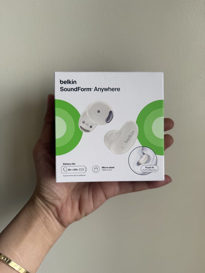 Belkin SoundForm Anywhere Wireless Earbuds - White (Category: Earphones) located in Manila. Submitted by lessismore_9x (Listing ID 1434914973, Image 1). Description: BELKIN SoundForm Anywhere Wireless Earbuds – White • Original Price: ₱1,790 • Selling Price: ₱1,500 (Fixed) • Condition: Brand new, sealed, never opened • Compact true wireless earbuds • Clear sound quality for music and calls • Lightweight and comfortable fit for daily use • Long-la