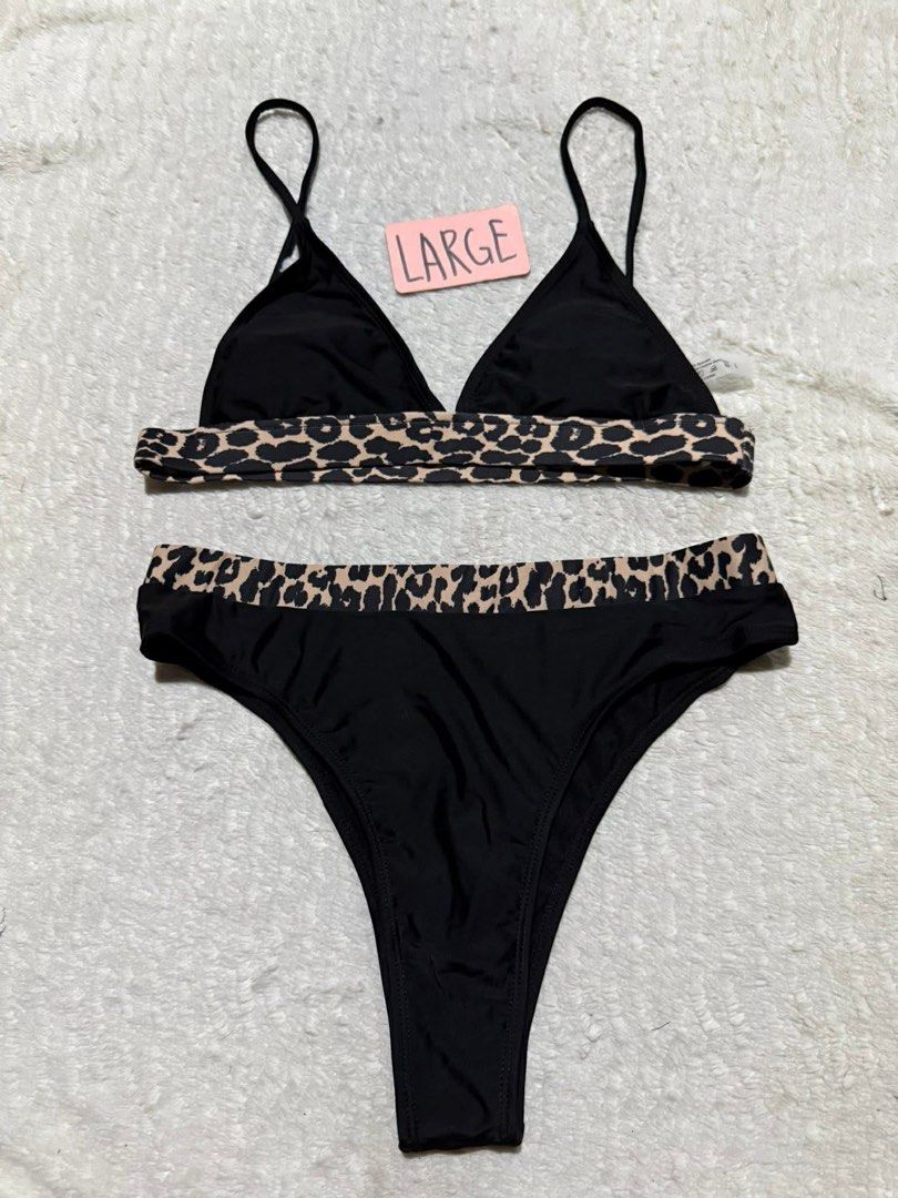 Black two piece spaghetti strap leopard print bikini swimsuit (Category: Bikinis & Swimsuits) located in Taguig. Submitted by syyyt16 (Listing ID 1434934119, Image 1). Description: .