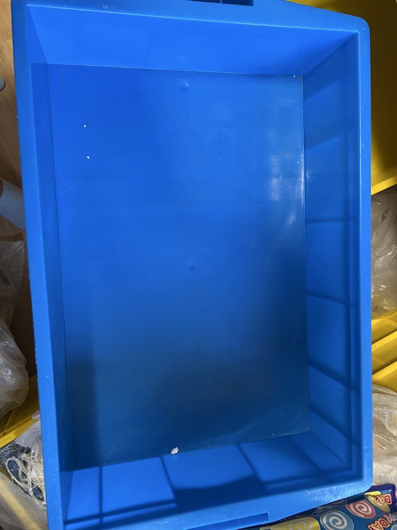 Blue Plastic Storage Bin with Dividers