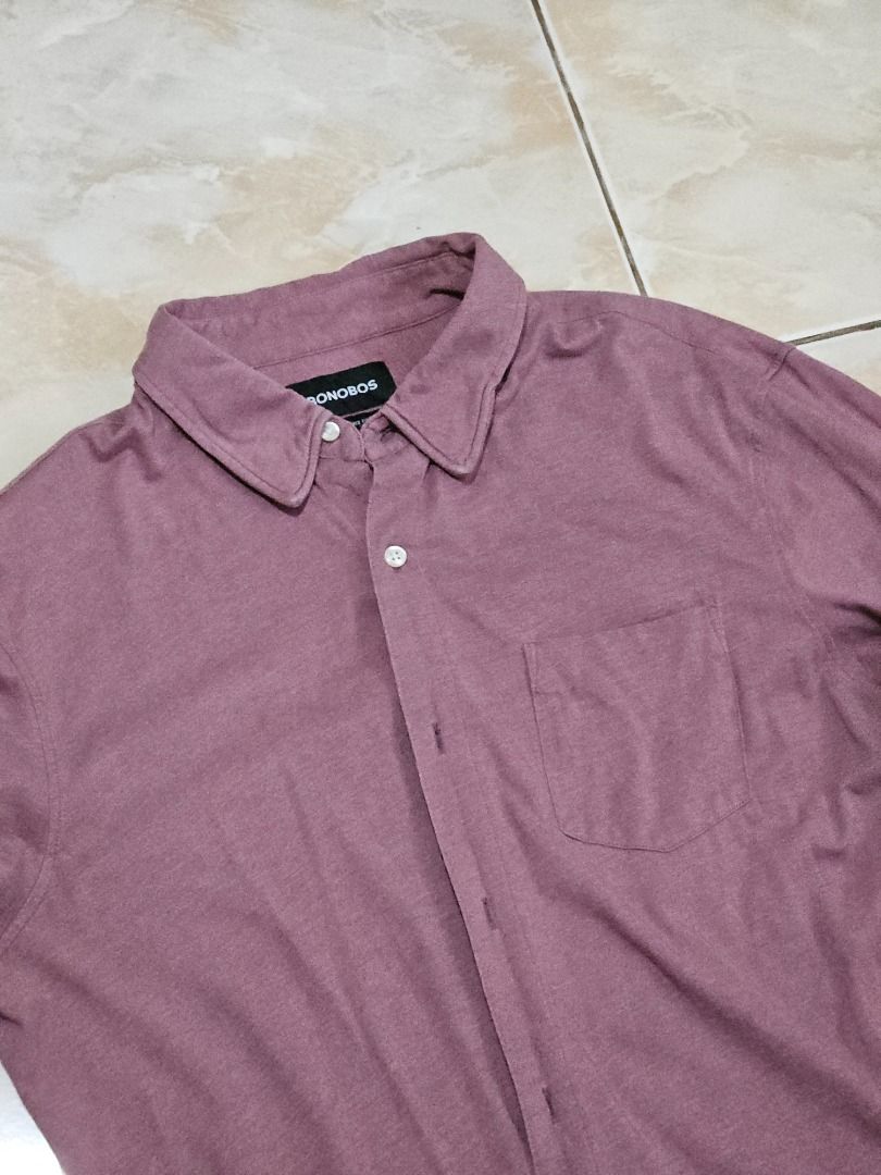 Bonobos Purple Long Sleeve Button Down Polo Shirt (Category: Tshirts & Polo Shirts ) located in Marikina City. Submitted by lmv_24 (Listing ID 1434875650, Image 2). Description: BONOBOS Purple Longsleeve L/S Button Down fits L-XL Width: 22in-23in Length: 28.5 Issues: unnoticeable stain on left pit - stretchable material, very soft feel - features hidden button down collar detail.